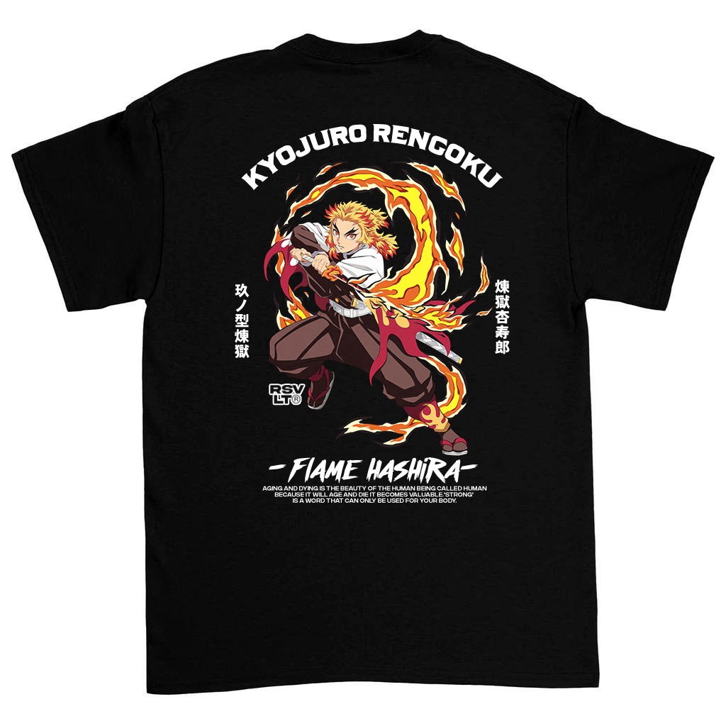 Jual T Shirt Kimetsu No Yaiba Kyojuro Rengoku Kaos Anime Demon Slayer Fire Pillar Baju 