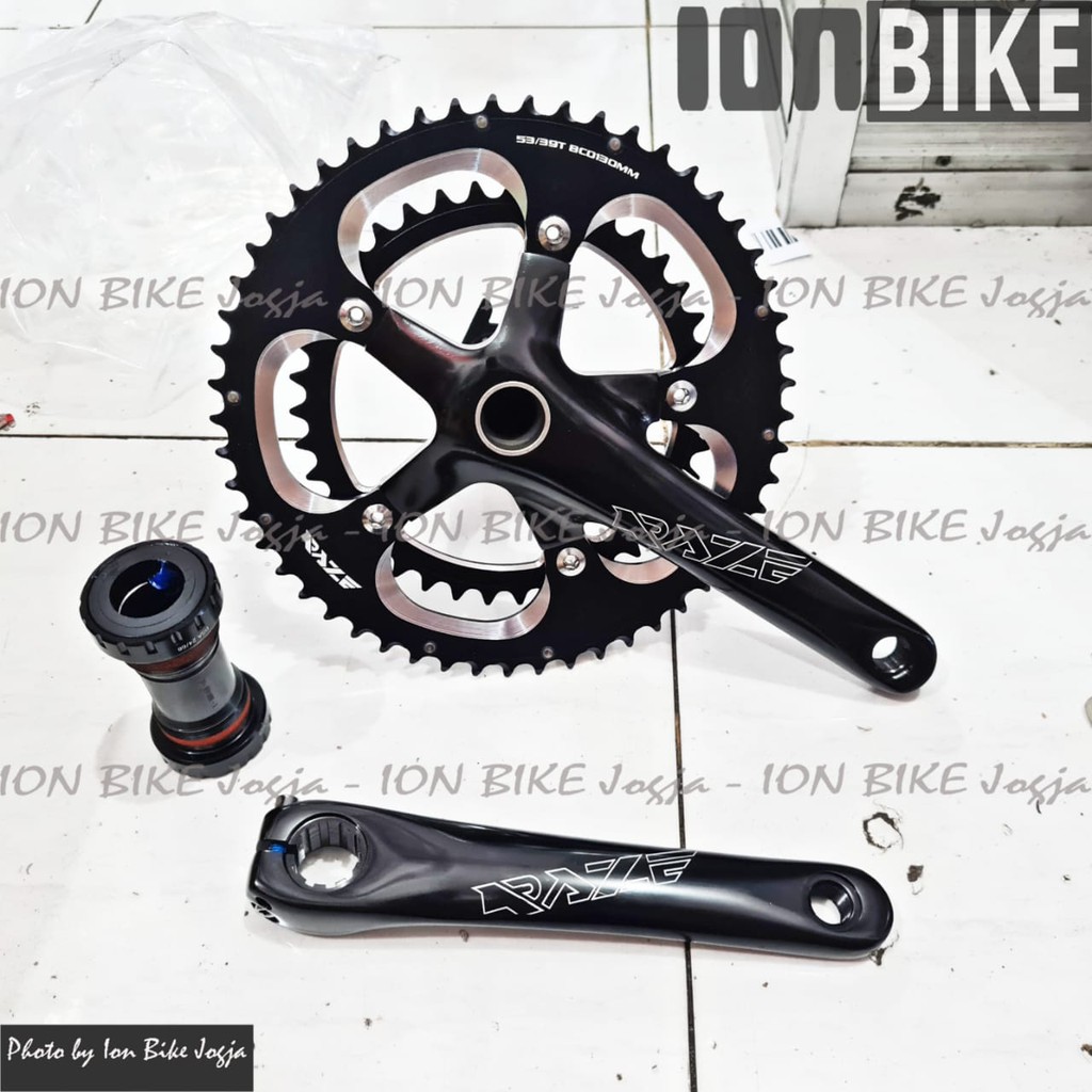 Jual crank raze 53 39 T Ht2 crank set seli roadbike hollowtech 2 53 39T dual chainring BCD130 murah Shopee Indonesia