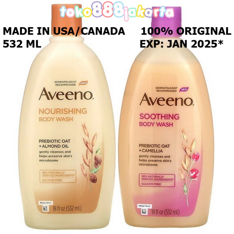 Jual AVEENO NOURISHING BODY WASH PREBIOTIC OAT + ALMOND OIL / CAMELLIA