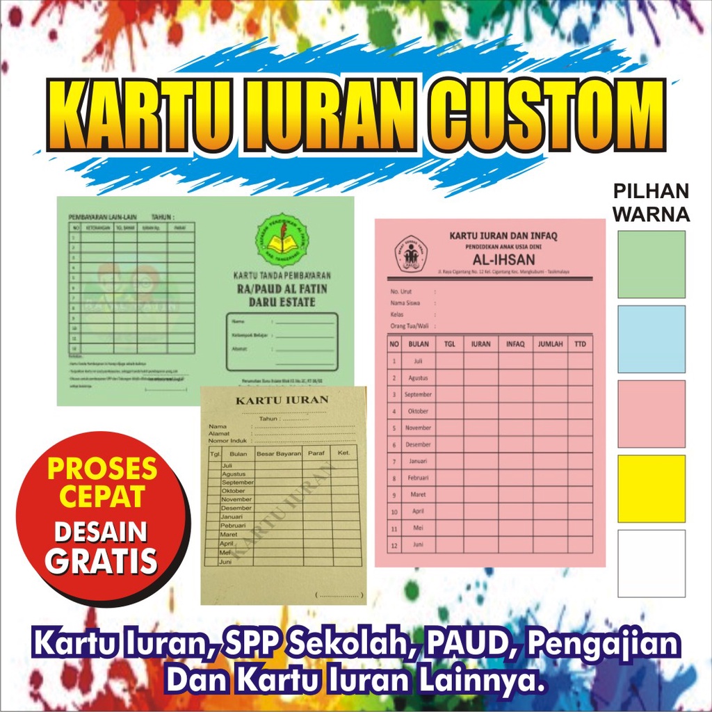 Jual Kartu Iuran Spp Infaq Arisan Custom Murah Shopee Indonesia