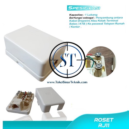 Jual Terminal Telpon 1 Lubang RJ-11 Roset Telepon Singgle 1 Lubang ...