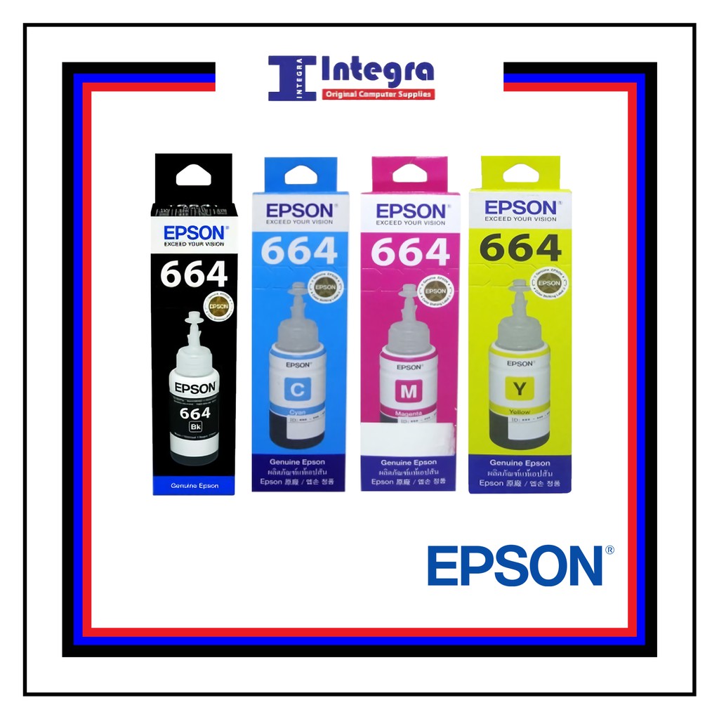 Jual Tinta Epson 1 Set 664 Bk C M Y Original Printer Epson L100 L120 L121 L1300 Shopee 1235