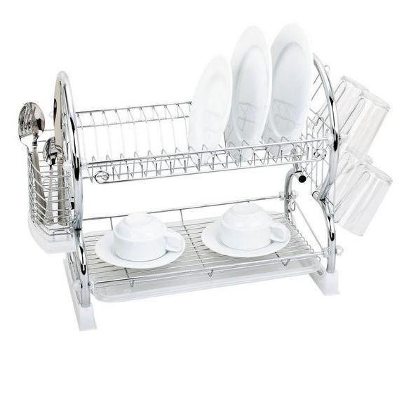 Jual Ready Rak Piring 2 Tier High Quality Cutlery Dish Utensil Drying ...
