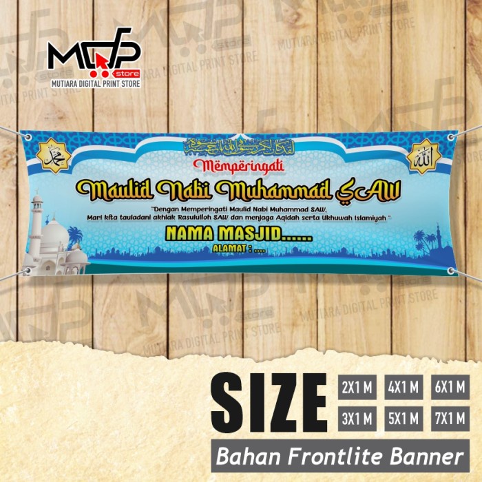 Jual Spanduk Maulid 6x1 Meter Banner Maulid Nabi Saw Custom Murah