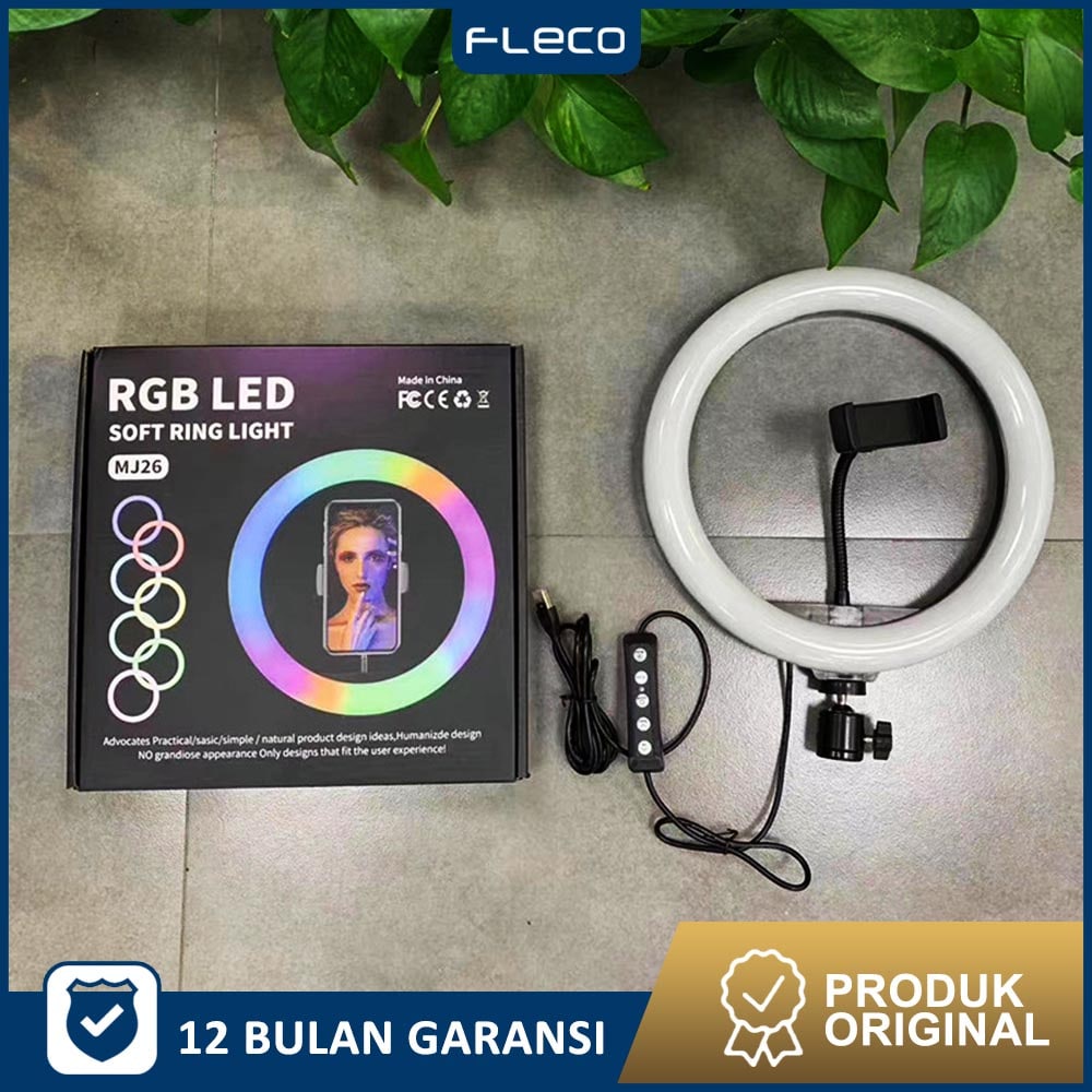 Jual Ringlight Rainbow Rgb Cm Holder Hp Ballhead Lampu Tiktok