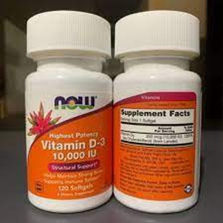 Jual NOW Vitamin D3 10000 IU High Potency 120 Softgels | Shopee Indonesia