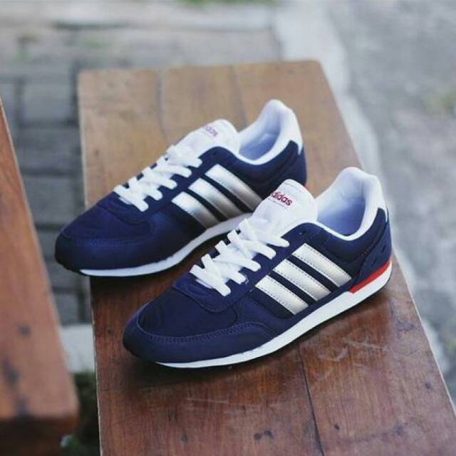 Jual Adidas Neo City Racer Navy Silver Original Shopee Indonesia