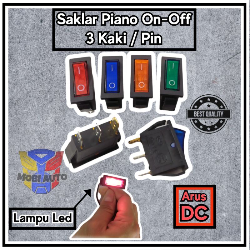 Jual Saklar Piano Tombol Switch On Off 12V DC Dengan Led | Shopee Indonesia