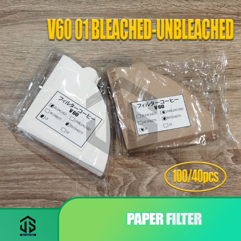 Jual FILTER COFFEE V60 0102 / 40100Pcs BLEACHED UNBLEACHED PAPER