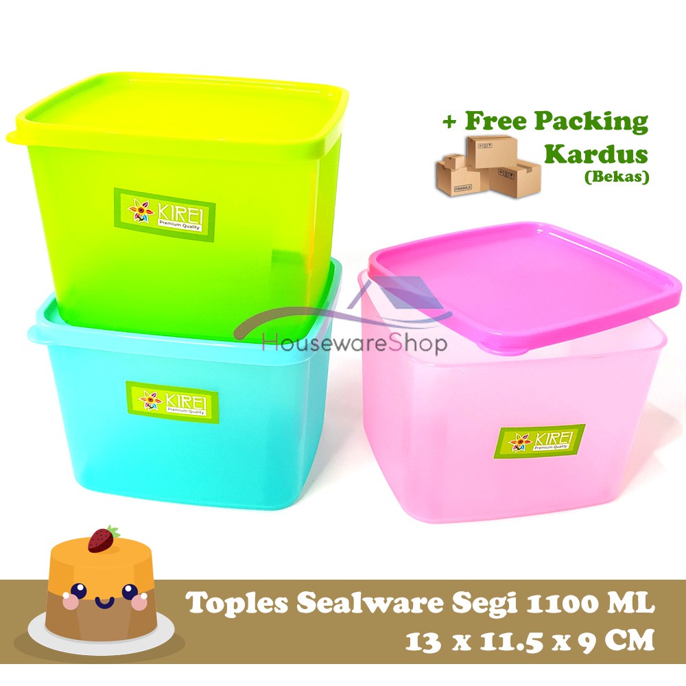 Jual Toples Sealware Segi Kotak Makanan Toples Plastik Andara