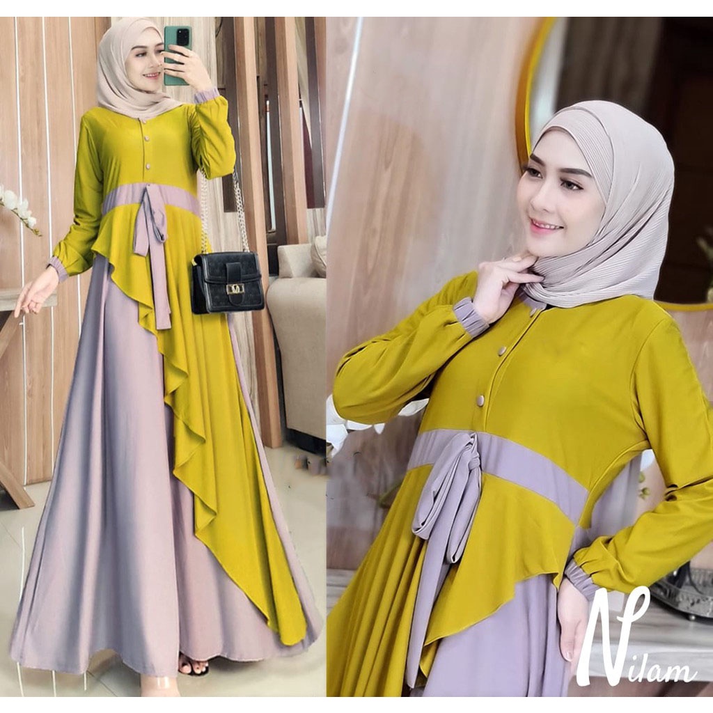 Jual [cod] Shazfa Gamis Dewasa Busui Nilam Dress Maxy Gamis Jumbo Dress