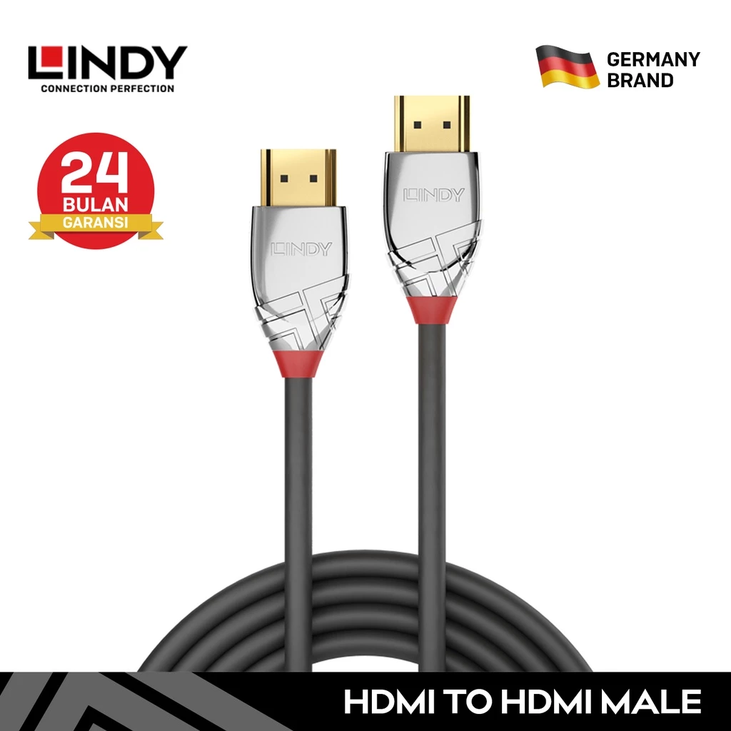 LINDY Kabel HDMI 2.0 10M Kabel Hdmi to Hdmi Male to Male Standard 4K 60hz Kabel Hdmi PS4 Tv Monitor Cromo Cable 37876