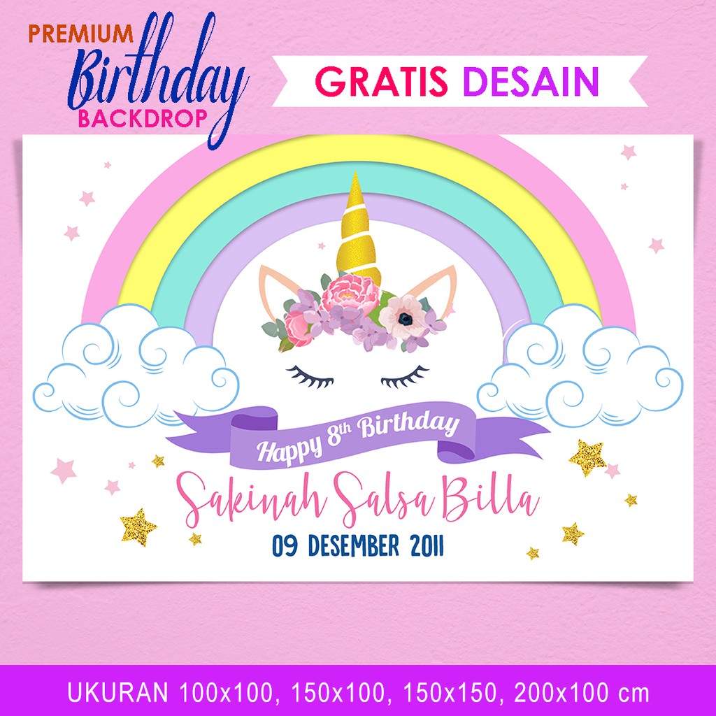 Jual Banner Ultah Unicorn Bisa Tambah Foto dan Request Desain Shopee Indonesia