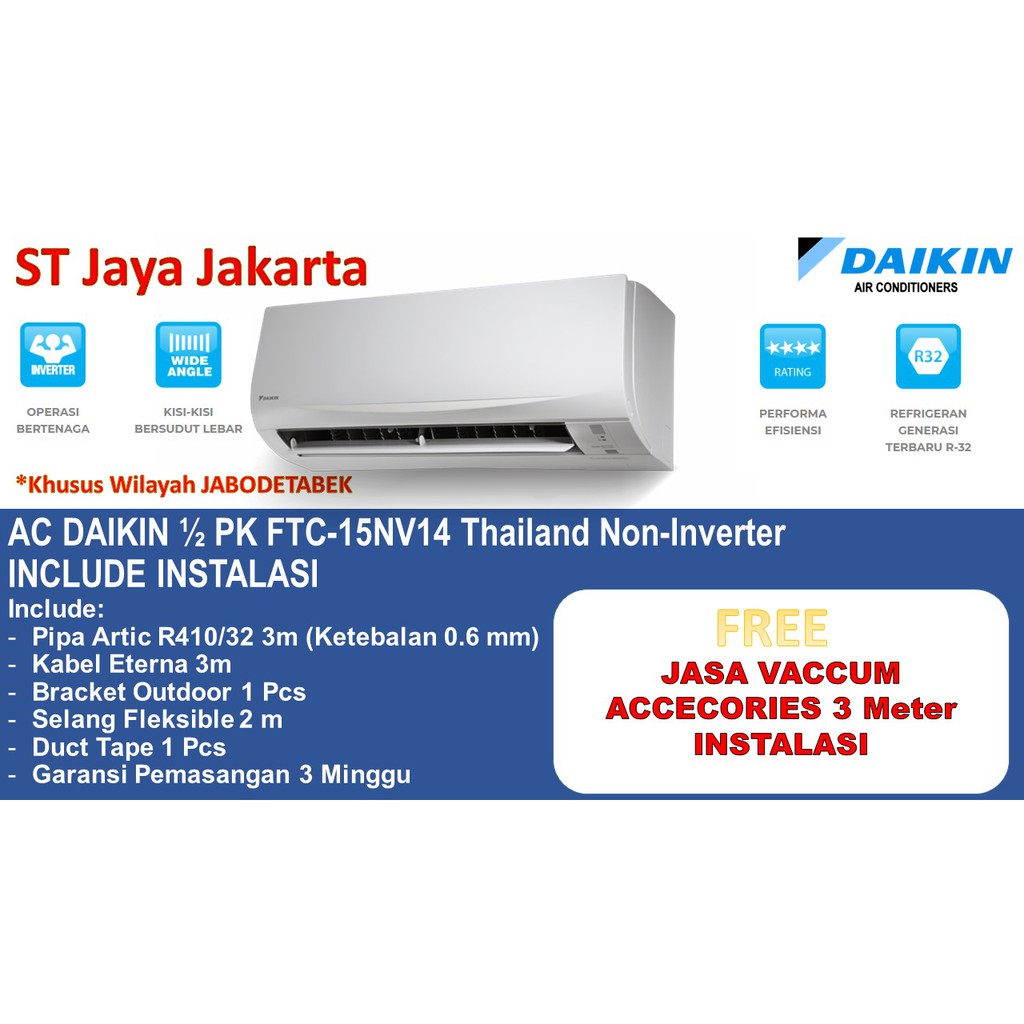 Jual +PASANG AC Daikin Thailand 1/2 PK 1/2PK 05PK FTC-15NV14 | Shopee ...