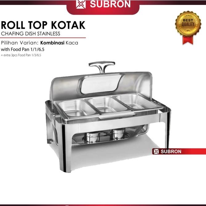 Jual SUBRON Roll Top 9L Kaca Chafer Chafing Dish Stainless Wadah ...