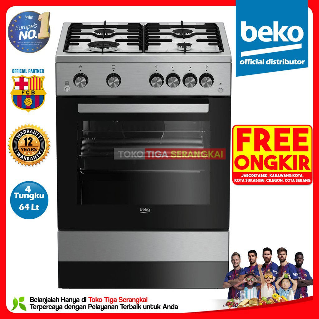 Jual Beko Freestanding Gas Cooker Kompor Oven FSGT61121DXL (FREE ONGKIR