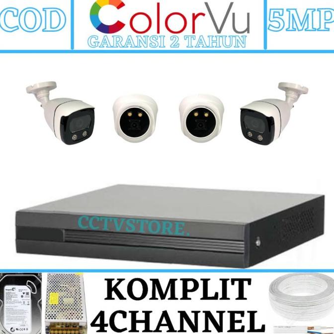 Jual Paket Cctv Colorvu 4 Channel 4 Kamera Turbo Hd 5Mp 1080P Ir Sony