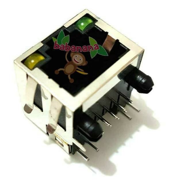 Jual Konektor RJ45 Female 8P8C PCB 8 Pin LAN with LED socket connector ...