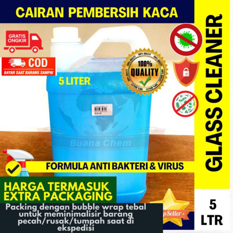 Jual Super Glass Cleaner 5 LTR/ Cairan Pembersih Kaca / Anti Bakter ...