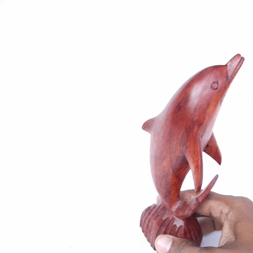 Jual Patung ukiran kayu Lumba lumba Dolphin ekor lengkung 20cm ...