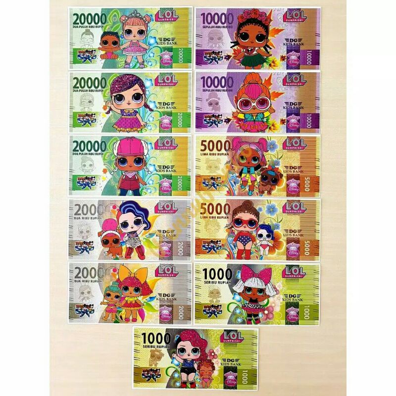 Jual UANG MAINAN ANAK KARAKTER / MAINAN UANG KERTAS / UANG PALSU / UANG