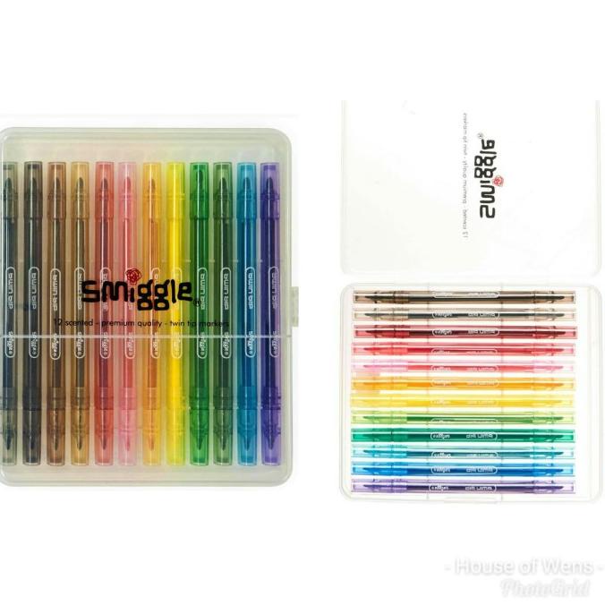 Jual Smiggle Scented Twin Tip Marker Pack X12 - Spidol Double Smiggle ...