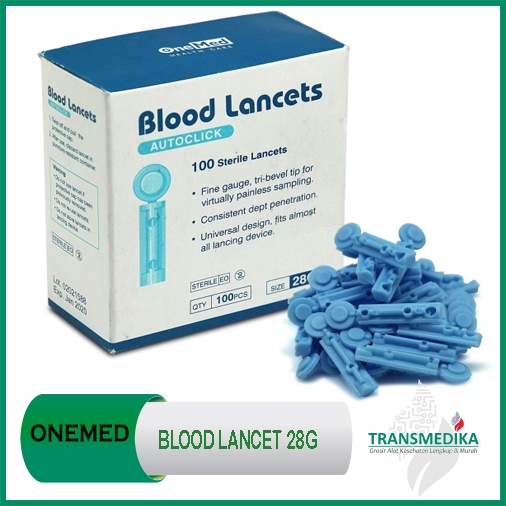 Jual Blood Lancet Bekam Onemed Isi 100 Jarum Pengambil Darah Autoclick / Onemed Blood Lancet 21G