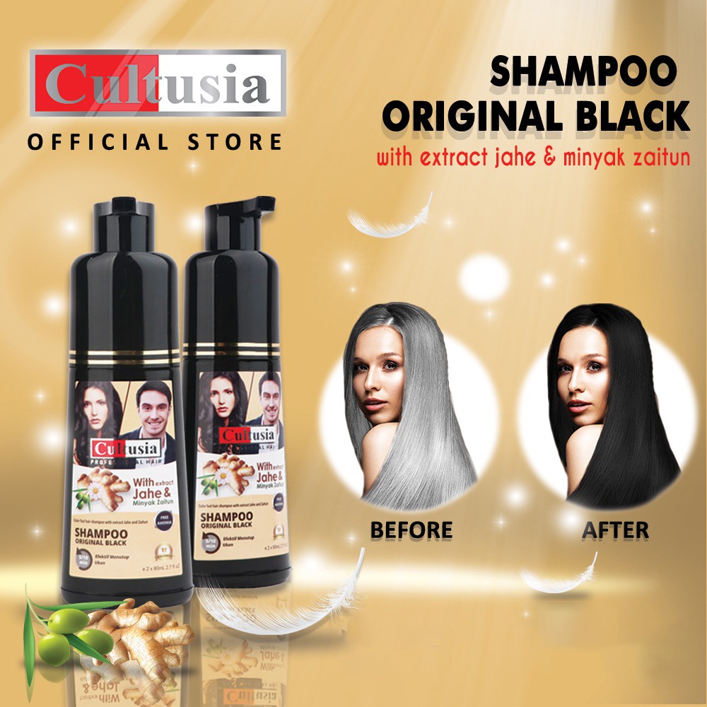 Cultusia Shampoo Original Black With Ekstrak Jahe & Minyak Zaitun 160mL
