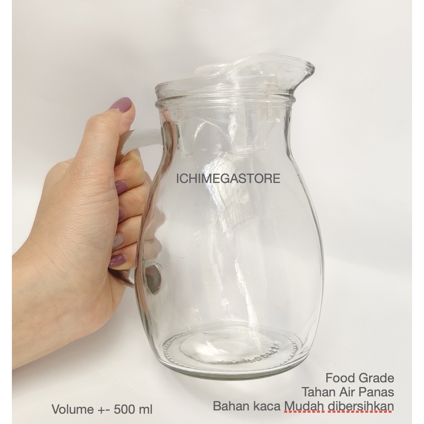 Jual Pitcher Kaca 0,5 Liter Tutup High Quality | Shopee Indonesia