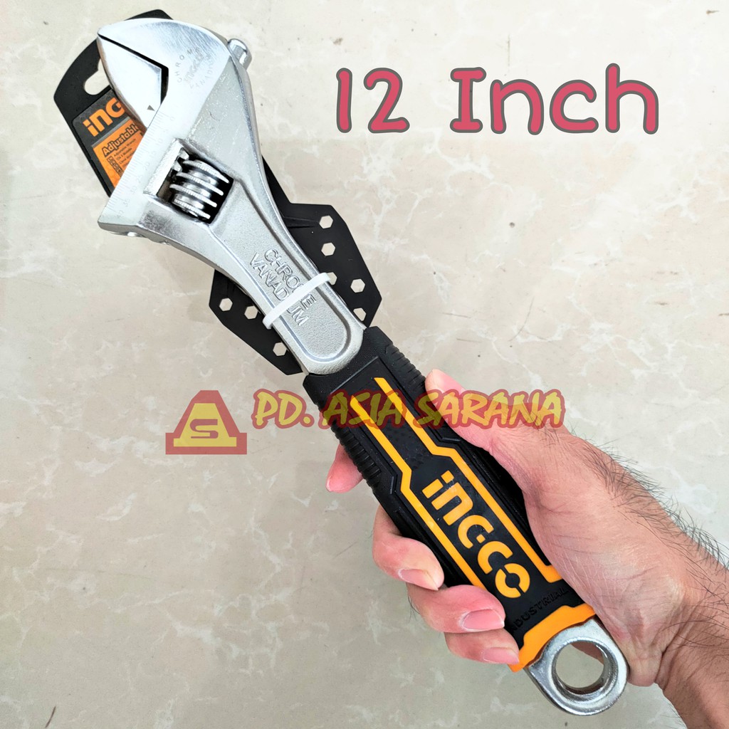 Jual Kunci Inggris 12" Inch Gagang Karet INGCO HADW131128 Adjustable