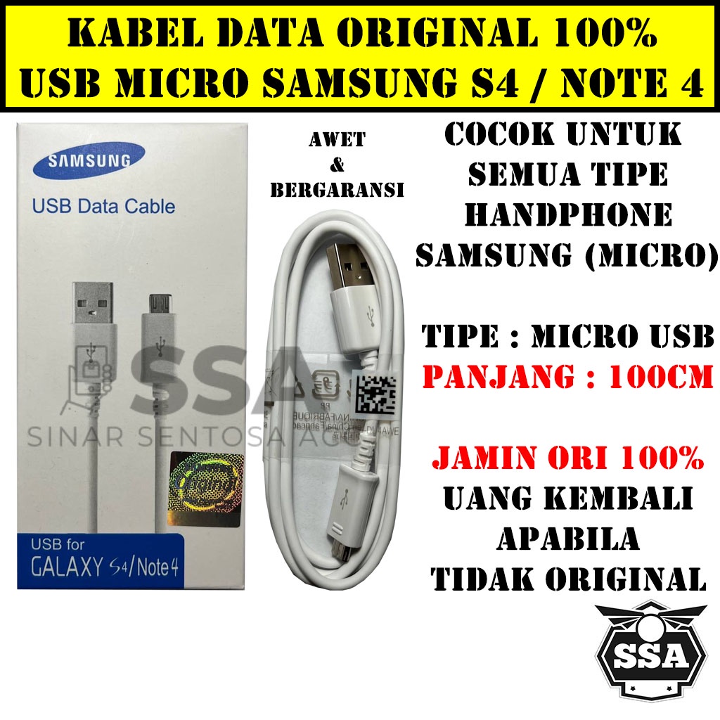 Jual Kabel Data Original 100 Micro Usb Samsung Galaxy S4 Note 4 2a All Type Semua Tipe Cable 4158