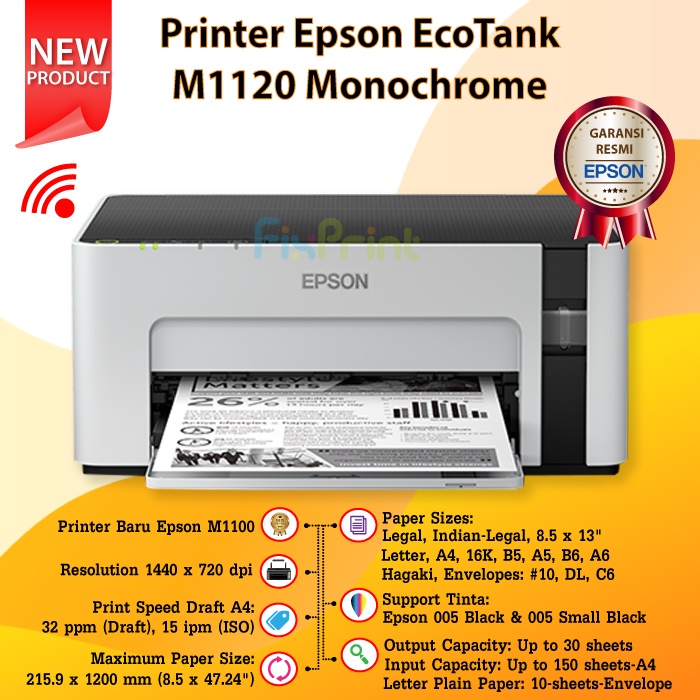 Jual Printer Epson EcoTank M1120 Monochrome Wi-Fi Ink Tank Wireless A4 ...