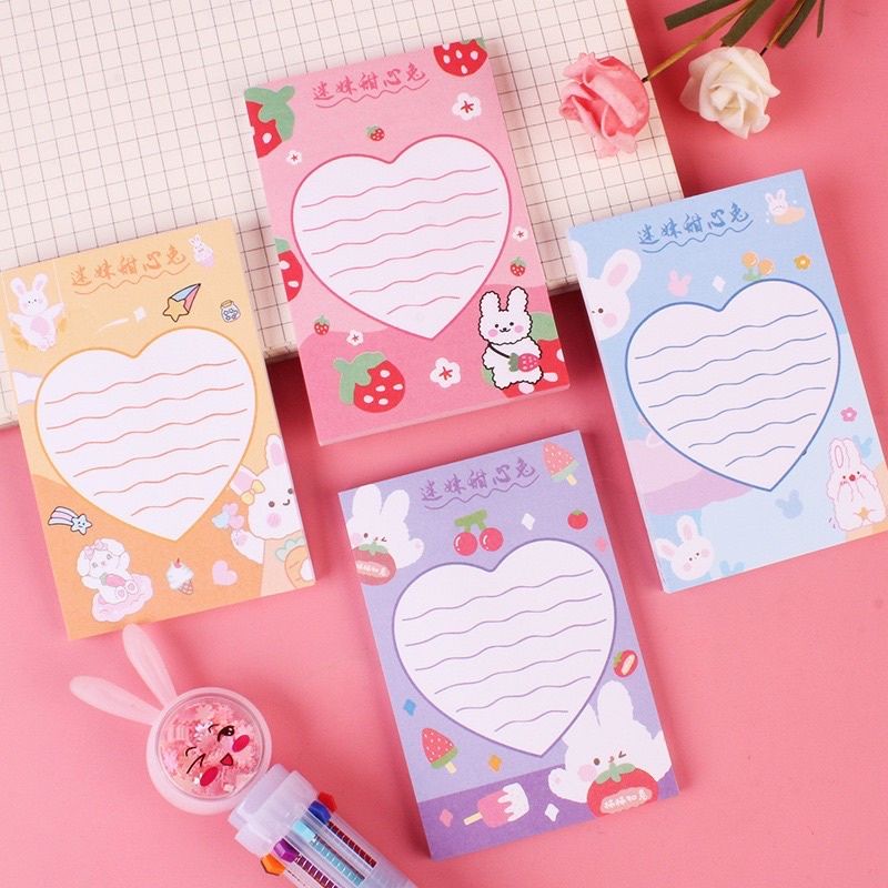 Jual STICKY NOTES MODEL LOVE RABBIT | BUKU MEMO MINI CARTOON ISI 50 ...