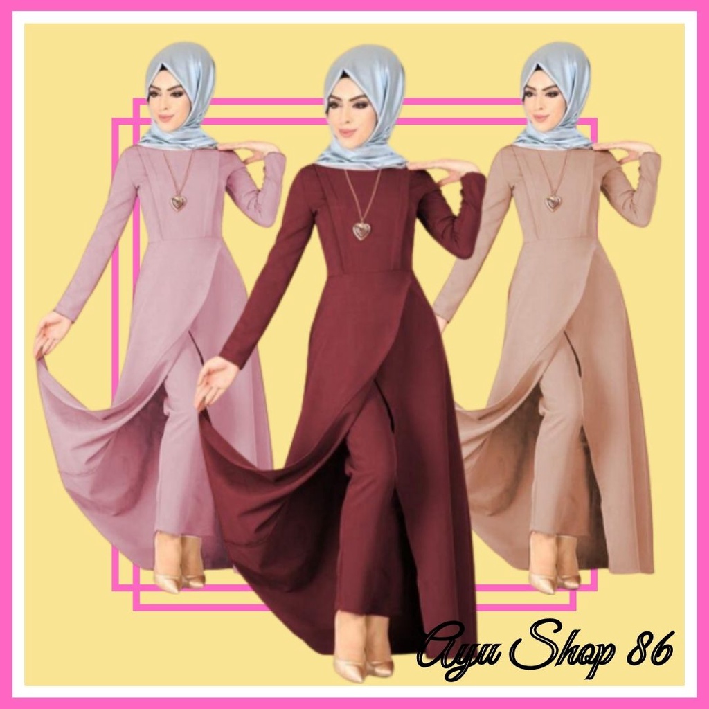 Jual Baju Setelan Celana Long Tunik Wanita Muslim Dewasa Pesta