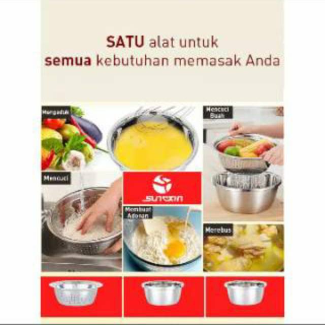 Jual Makan-Mangkok- Baskom Dapur Stainless Steel Super Tebal 1 Set Isi ...