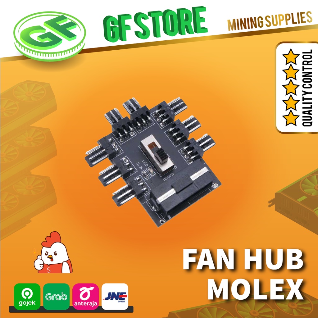Jual Adapter Fan HUB Molex to 8x Fan 3 PIN PWM ⚡Fan Controller PC