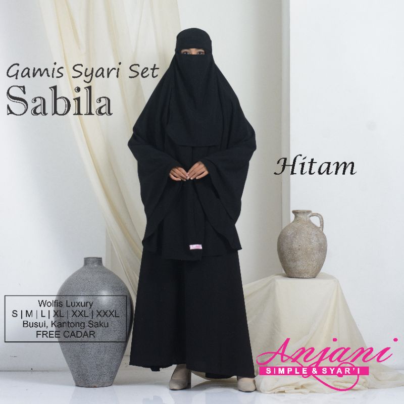 Jual Gamis Syari Polos Set Jilbab Plus Cadar Sabila Syari Gamis Syari