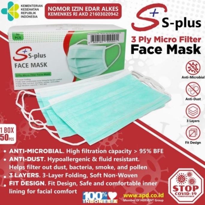 Jual Masker 3 Ply Karet Face Mask Mulut Wajah Anti Debu Virus isi 50pcs ...