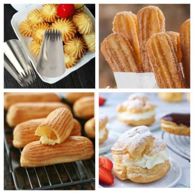 Proses pembuatan churros dengan spuit