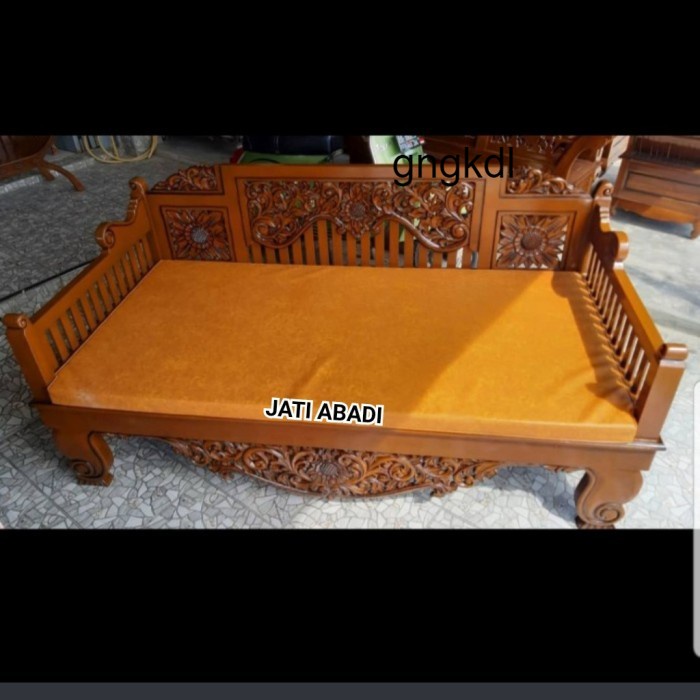 Jual Kursi Bangku Panjang Daybed Bale Bale Sofa Kayu Jati Ukiran