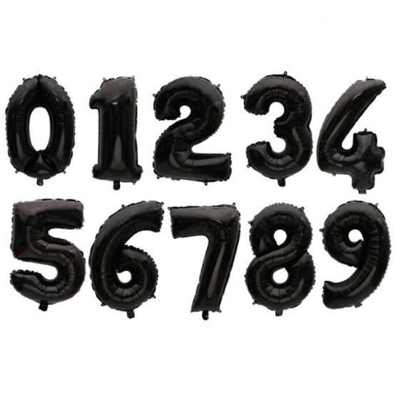 Jual BALON JUMBO 80CM |Warna Hitam/ Black Balon Angka Foil BALON ANGKA ...