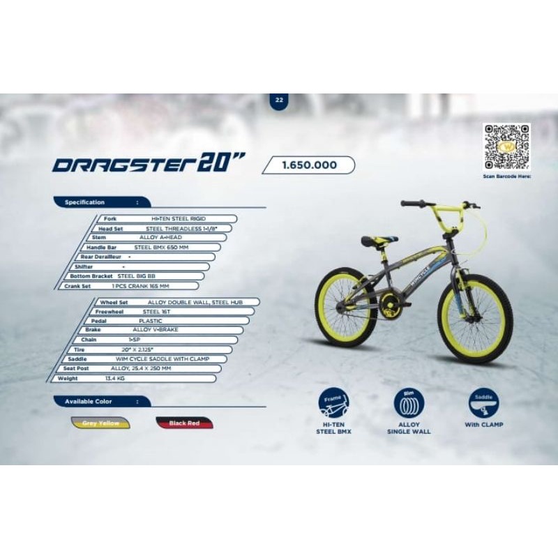 Jual Sepeda bmx wimcycle dragster 20