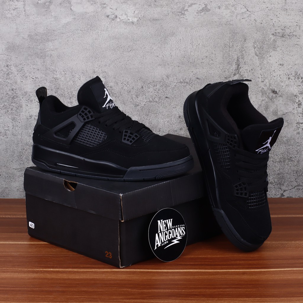 Jual AJ 4 Retro Full Triple Black Hitam Shopee Indonesia