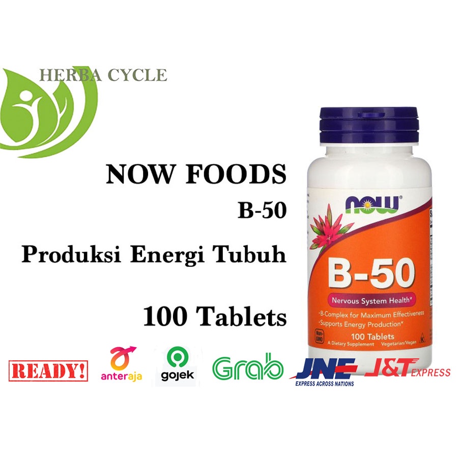 Jual Now Food B50 B Complex 100tab Energi Tubuh Kuat Vit B NOW ORI USA ...