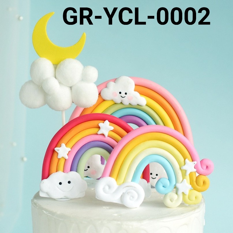 Jual Gr Ycl Cake Topper Hiasan Kue Clay Pelangi Rainbow Awan