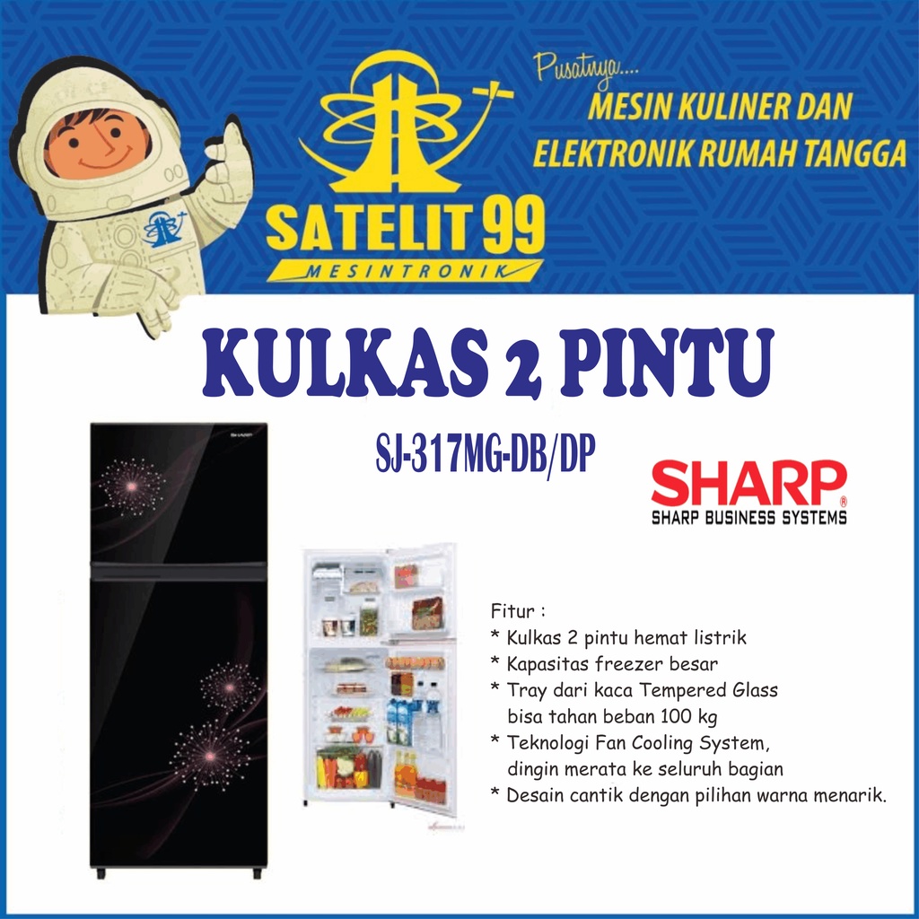 Jual KULKAS 2 PINTU SHARP 256 LITER SJ-317MG-DB/DP | Shopee Indonesia