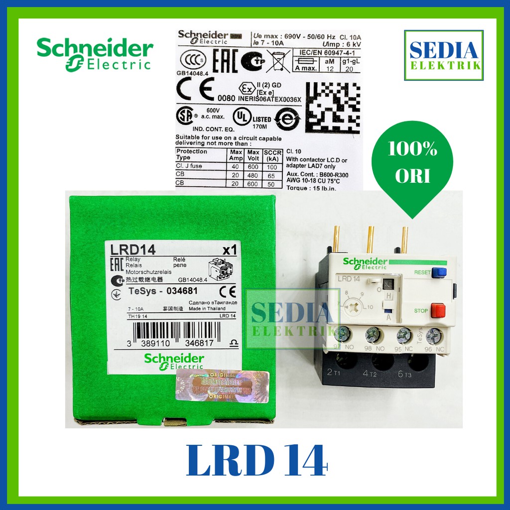 SCHNEIDER LRD14C Thermal Overload Relay – 7-10A Module – LR-D14C – NEW