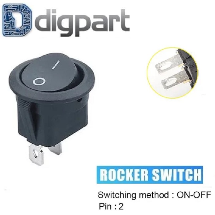 Jual Saklar Rocker Bulat 2 kaki SPST Switch Round Toggle ON OFF SW 2 ...