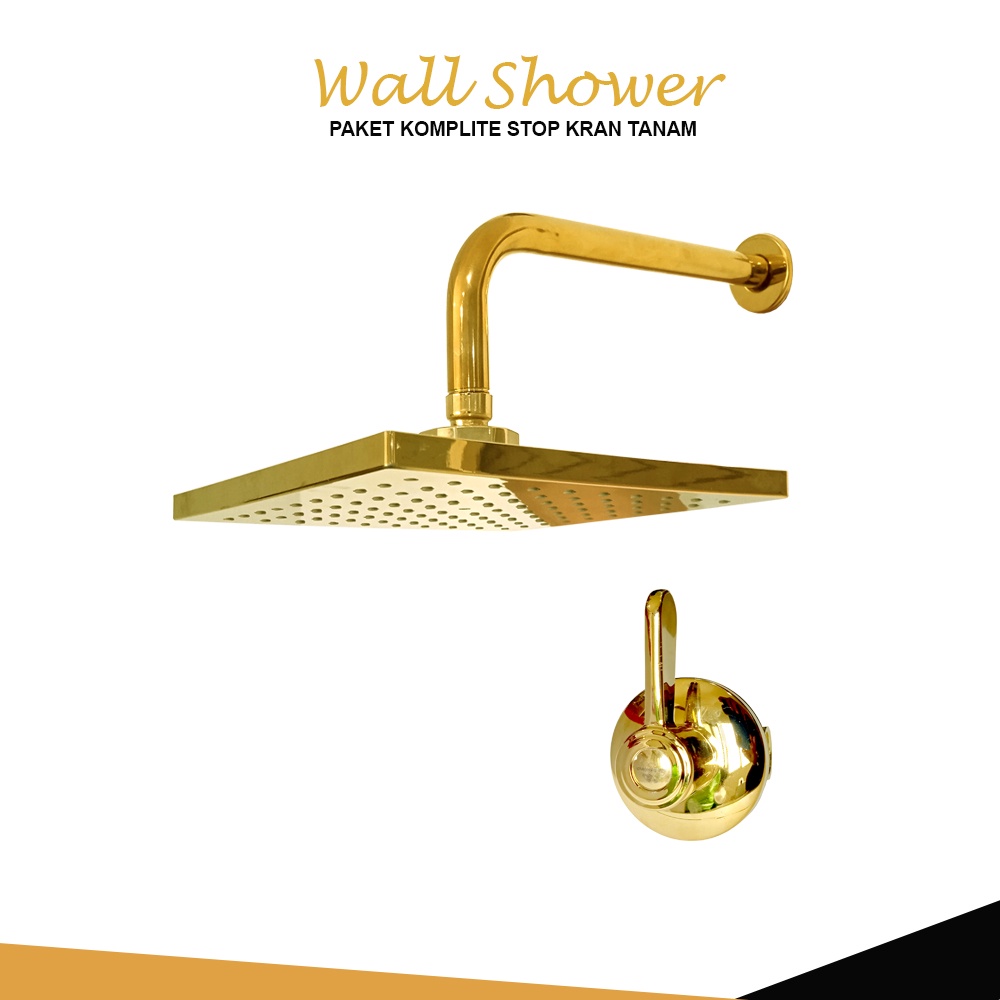 Jual Wall Shower Set Gold Stainless Shower Dinding Paket Kran Tanam ...