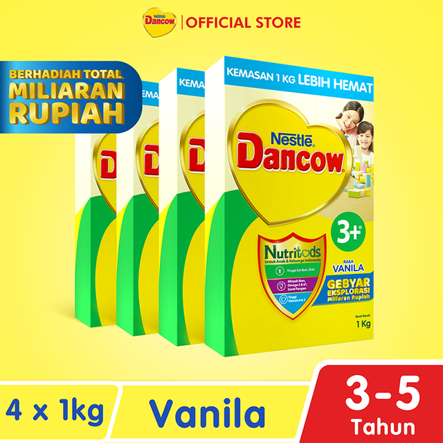 Jual Dancow Nutritods 3+ Susu 3-5 Tahun Vanila 4 X 1 Kg | Shopee Indonesia